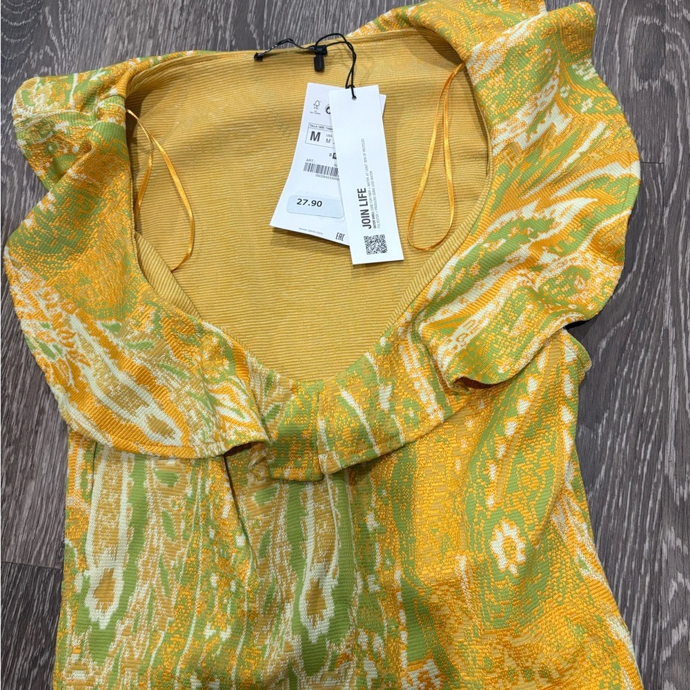 NWT Zara Multicolor Ruffled Blouse Size M